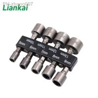 9pcs Strong Sleeve Wrench Hexagonal Handle Screw Sleeve Pneumatic Bits Magnetic Nut Driver Drill Bit Set Hex Socket Wrenches