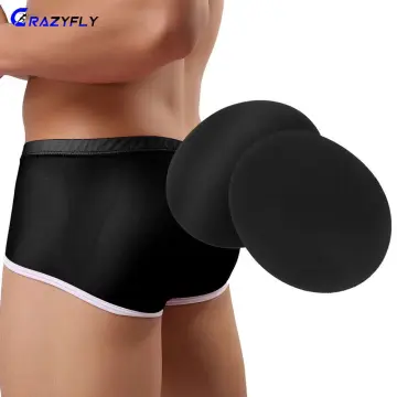 Men Trunks Built-in Fake Butt Hip Lifter Enhancer Shorts Briefs Padded U  Convex Pouch Mid