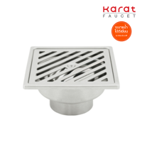 Karat Faucet ตะแกรงกันกลิ่นแบบเหลี่ยมต่อท่อ PVC ขนาด Ø 2.5-4  นิ้ว หน้าแปลน 4.5 นิ้ว (สเตนเลส 304) รุ่น KA-55-832-ST