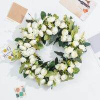 【DT】 hot  Peony Round Wreath Artificial Flowers Wreaths Hang Door Perfect Quality Simulation Garland for Wedding Home Party Decoration