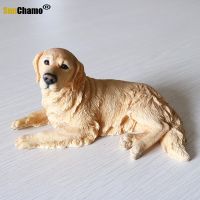 Golden Retrievers Lying Posture Simulation Animal Dog Model Car Home Jewelry Handicrafts Figurines Miniatures Decoration Crafts