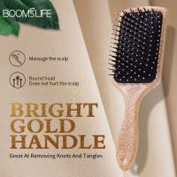 【CC】 Luxury Gold Paddle Hair Anti Static Comb Curly Detangle HairBrush Hairdressing Massage Styling