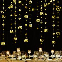 13Ft Gold Number 65th Circle Dot Star 65th Happy Birthday Garland Banner Decor 65 Year Old Birthday Anniversary Hanging Streamer Banners Streamers Con