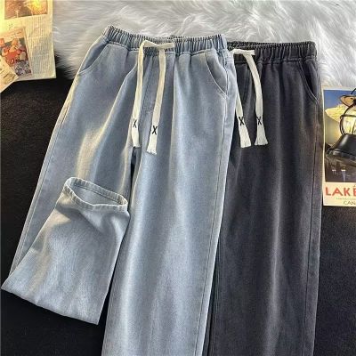 [พร้อมส่ง] MNO.9 Jeans 5080 กางเกงยีนส์ขายาวชาย เอวยืด มีเชือกรูด กางเกงยีนส์ทรงหลวม กางเกงยีนส์ชาย ยีนส์ผู้ชายสีพื้น