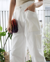 Bobbalyn-white curve  trousers