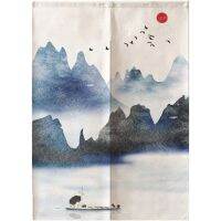 Japanese Noren Door way Curtain Tapestry (Fish and Crane,85x150cm/175cm/200cm)