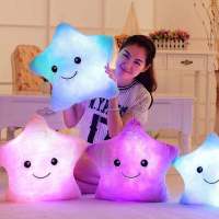 35CM Creative Toy Luminous Pillow Soft Stuffed Plush Glowing Colorful Stars Cushion Led Light Toys Gift For Kids Children Girls