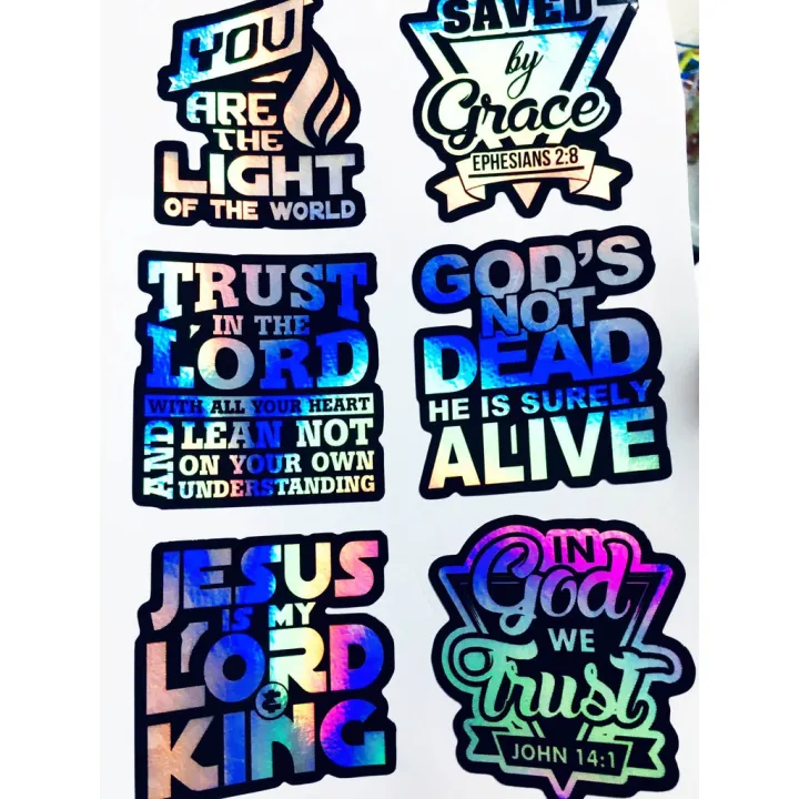6pcs Bible Verse HOLOGRAM Waterproof Stickers (Batch 1) Lazada PH