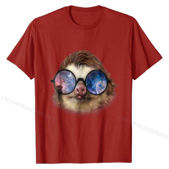 t-shirt-sloth-bust-wearing-round-galaxy-sci-fi-sunglass-tops-shirts-new-arrival-normal-cotton-men-top-t-shirts-customized