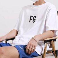 2023 Essential Fg Letter Front Print T White-Shirts Summer Men 100% Cotton Short Sleeve Oversized Streetwear Free Shipping