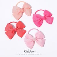 2Pcs/lot Candy Color Small Ribbon Bows with Elastic Hair Bands for Kids Girls Ponytail Bowknot Hair Ropes Ties Hair Accessories Hair Accessories