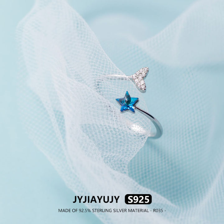 jyjiayujy-100-แหวน-s925เงินสเตอร์ลิงปรับได้เพทายสีฟ้ารูปดาวคุณภาพสูงแฟชั่นแพ้ง่ายเครื่องประดับของขวัญใช้ในชีวิตประจำวัน-r035