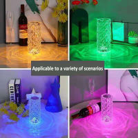 Crystal Karl Table Lamp LED USB Diamond Rose Desk Lamp Colorful Touch Switch Night Light For Bedroom Bedside Christmas Decor