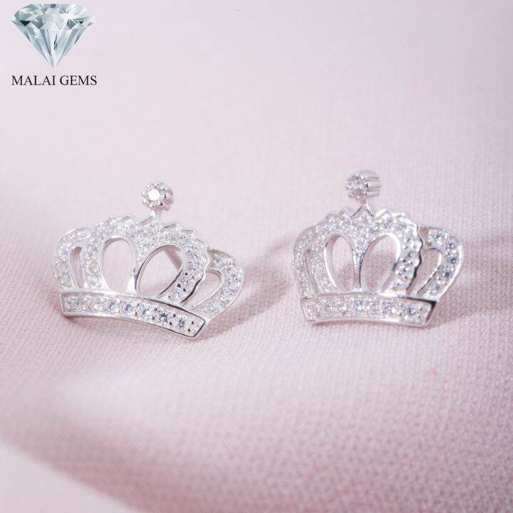 malai-gems-ต่างหูเพชร-เงินแท้-silver-925-เพชรสวิส-cz-เคลือบทองคำขาว-รุ่น-151-ce1604-แถมกล่อง-ต่างหูcz-ต่างหูเงินแท้