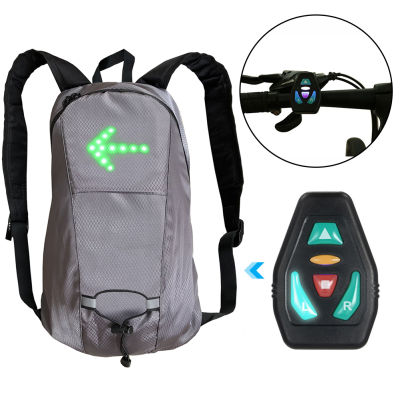 15L Bicycle Backpack with LED Turn Signal Light Cycling Bag Wireless Remote Control Outdoor Safety Running Night Travel Bagpack