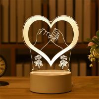 ☃✙♣ 2021 Valentines Day Gift 3D Love Lamp Acrylic Bear Rose LED Night Light Kids Birthday Gift Rabbit Easter Deco Wedding Decoration