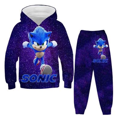 3D Kids Clothes Sets Sonic Hoodie Autumn Winter Outdoor Causal Tracksuit+Pants Suit Children Long Sleeve Hoodies for 4-14 Year
