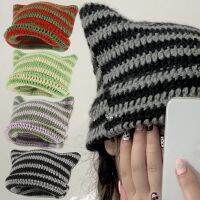 【YD】 Punk Gothic Knit Bonnet Ear Little Hat Millennium Ladies Kawaii Designer Beanie Caps