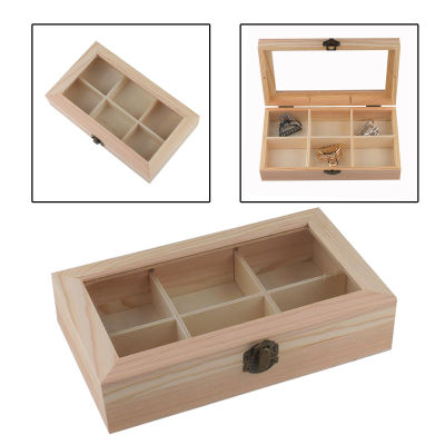Blesiya Wooden Tea Bags Storage Box Container with Glass Top