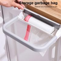 Portable household wall-mounted trash can rack Kitchen toilet office desk top bin trash bag rack Bathroom Counter Storage