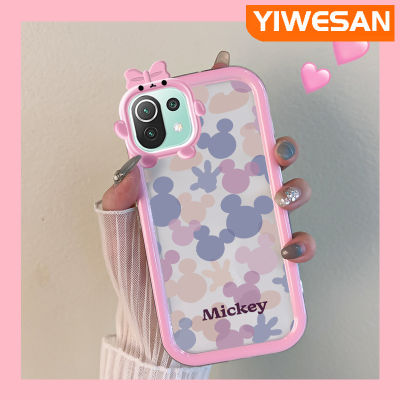 เคส Chenyyyka สำหรับ Xiaomi 11 Lite 5G 11 Lite 5G Ne 5G Ne เคสการ์ตูนมิกกี้เมาส์สีชมพูม่วงน่ารักขอบสีสันสดใสเคสโทรศัพท์โปร่งใสสัตว์ประหลาดตัวเล็กเลนส์กล้องถ่ายรูปเคสกันกระแทกกันกระแทก