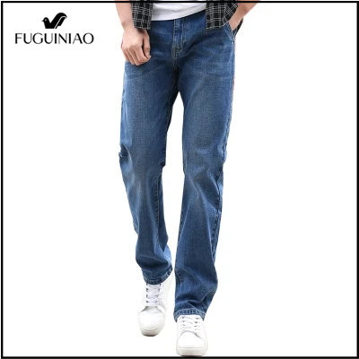 FUGUINIAO กางเกงยีนส์ขายร้อนสำหรับผู้ชาย,กางเกงยีนส์เข้ารูปขนาด28-44กางเกงยีนส์ยืดได้ทรงตรงแบบลำลองกางเกงกิจกรรมกลางแจ้ง