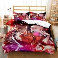 【hot】☈ Demon Slayer Print Three Piece Set Fashion Article Children or Adults for Beds Quilt Covers Pillowcases