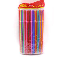 Fashionapplee 100pcs disposable straws พลาสติกยืดหยุ่นพิมพ์ลายสายรุ้ง