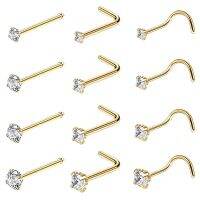 Multi Styles Stainless Steel Sexy Cubic Zircon Nose Stud Nose Stud Hooks Bar Pin Nose Rings Ear Cuff Body Piercing Man Women Body jewellery