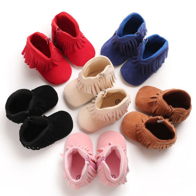 รองเท้าเด็กทารกทารกหญิงพู่รองเท้าเด็กแรกเกิดลื่น แต่เพียงผู้เดียวผ้าซิปรองเท้าหัดเดิน