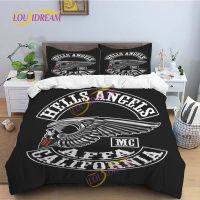 【hot】✁■✱ 3-piece Hells Angels Print duvet Cover pillowcase double bed size quilt set