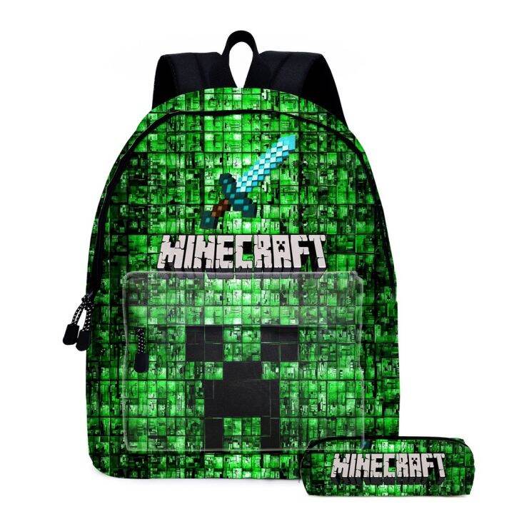 top-minecraft-roblox-กระเป๋าเป้สะพายหลัง-ลายการ์ตูนน่ารัก-สองชิ้น-สําหรับเด็กนักเรียนประถม