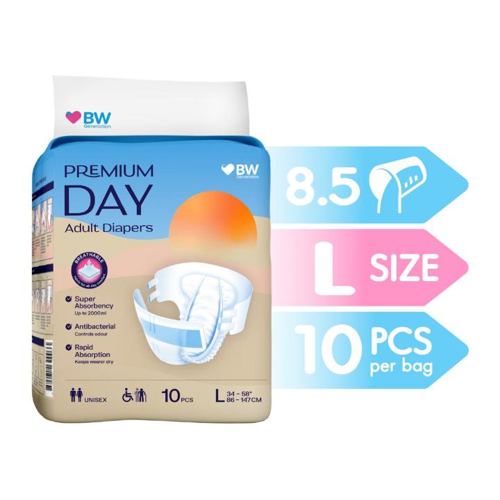BW - Premium Day Adult Tape Diaper- L (10 pcs/bag)