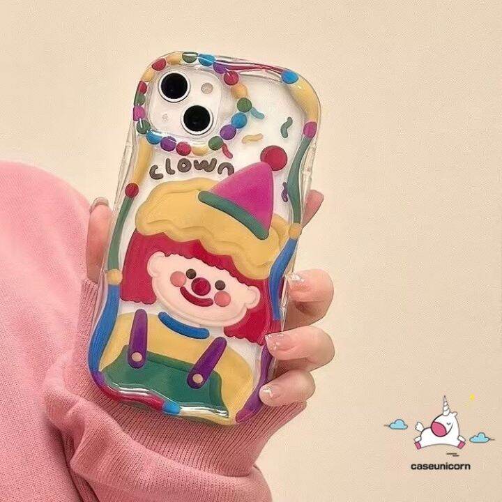 เคสโทรศัพท์มือถือ-tpu-แบบนิ่ม-ลายการ์ตูนตัวตลก-ขอบโค้ง-พร้อมสายคล้องมือ-และสายคล้อง-สําหรับ-iphone-13-14-12-6-6s-7-8-xr-x-xs-2020