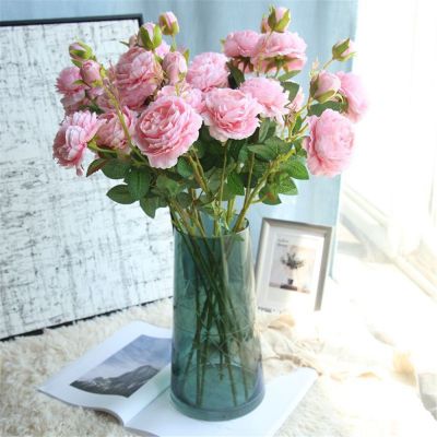 ดอกโบตั๋นปลอม SENATE70TE8ดอกไม้ประดิษฐ์ของตกแต่งงานแต่งแบบแฮด์เมดดอกไฮเดรนเยียบนผ้าไหมสัมผัสจริง