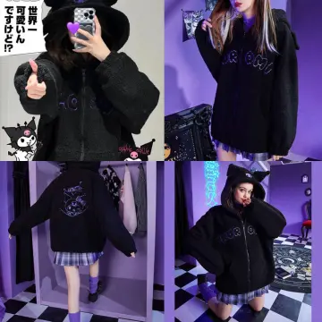 Kyouko Kuromi Purple Colourblock Striped Trim Varsity Jacket Purple Colourblock / XL