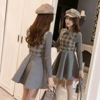 Explosive womens dress 2020 autumn and winter look thin temperament long-sleeved thick woolen cloth dress