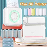 Portable Mini Label Printer Photo Thermal Adhesive Labels Printers Inkless Bluetooth Pocket Mini Printer Stickers Maker 57MM Fax Paper Rolls