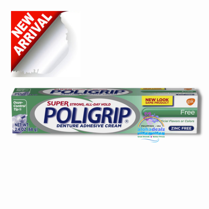 Super Poligrip Original Formula Zinc Free Denture Adhesive Cream, 2.4