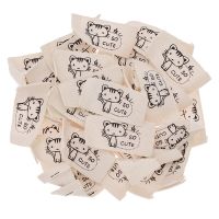 50PCS Cute Animals Washable Cloth Labels Handmade Printed Sewing For Children Clothes DIY Craft Bags Tags Decor Accessories Stickers Labels