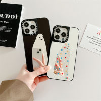 《KIKI》CASE.TIFY High-end Mirror phone case for iphone 14 14Plus 14pro 14promax 13 13pro 13promax 12 12pro 12promax Cute cartoon ghost cute case for iphone 11 Cute painting INS style popular Hard shell New Design Black White