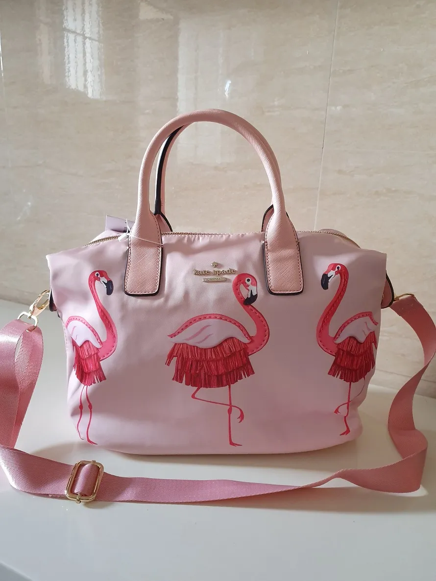 Buy the Kate Spade New York By The Pool Flamingo Camera Crossbody Bag Pink  Leather Flamingo Applique Purse