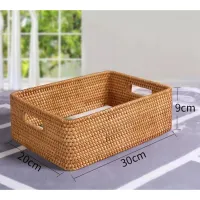 [COD][SG Stock] Vietnam Rattan Storage Square Basket With Handle ถาดอาหารผลไม้จานขนม Storage