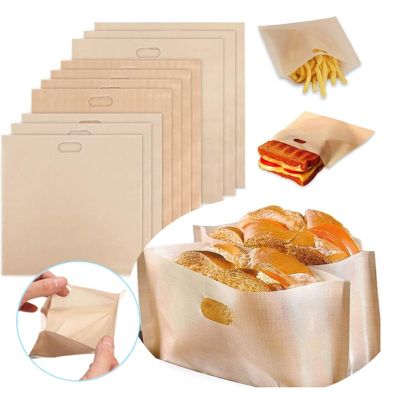 10pcs/set Toaster Bag Non-stick Bread Bag Reusable Sandwich Bag Glass Fiber Toast Microwave Oven Heating Pastry Tool 4 Sizes