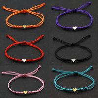 Hfarich Lucky Tiny Heart Bracelets For Women 9 Colors Handmade Braided Rope Jewelry Black Pink Red Bracelet Female Wholesale Charms and Charm Bracelet