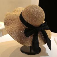 ﺴ♧ Japanese purchasing agent GP raffia straw hat beach big brim sun hat casual bow seaside beach sun hat