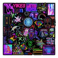 Cartoon Neon Light Graffiti Stickers Aesthetic Car Skateboard Laptop Phone Bike Cool Toy Decal Sticker for Kids