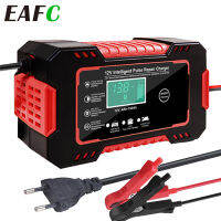 Car Battery Charger Full Auto Motorcycle 12V 6A Pulse Repair LCD Display AGM Deep cycle GEL Lead-Acid Charger EU Plug