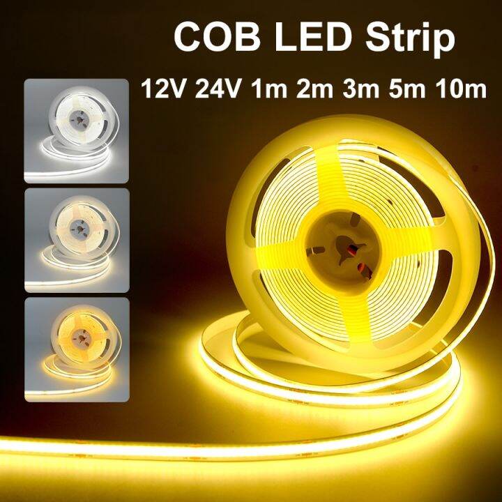 แถบ-led-cob-ไฟ12v-24v-10m-5m-3m-2m-1m-320-leds-m-ความหนาแน่นสูงเทป-led-ยืดหยุ่น2700k-4500k-6000k-อุปกรณ์ตกแต่งห้องครัว8มม