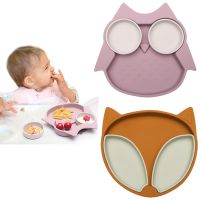 【CW】 Baby Bowls Plates Silicone Feeding Food Tableware BPA Cartoon Kids Dishes Eating Dinnerware Set Anti hot Training Plate